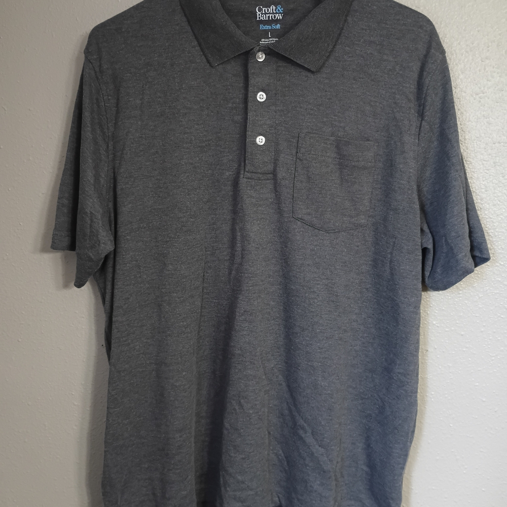 Croft & Barrow Men's Charcoal Polo Shirt Size Large